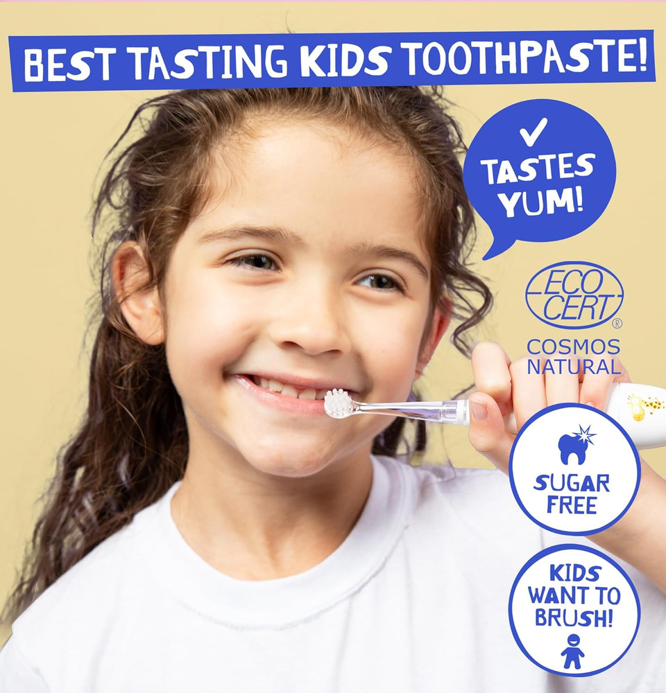 Jack N' Jill Natural Certified Toothpaste - Baby & Toddler Toothpaste, Fluoride-Free, 40% Xylitol, Organic & Sugar-Free, Safe for 6 Months & Up, Makes Brushing Fun, Banana 2 x 50g & Blueberry 1 x 50g Jack N' Jill Natural Certified Toothpaste - Baby & Toddler Toothpaste, Fluoride-Free, 40% Xylitol, Organic & Sugar-Free, Safe for 6 Months & Up, Makes Brushing Fun, Banana 2 x 50g & Blueberry 1 x 50g