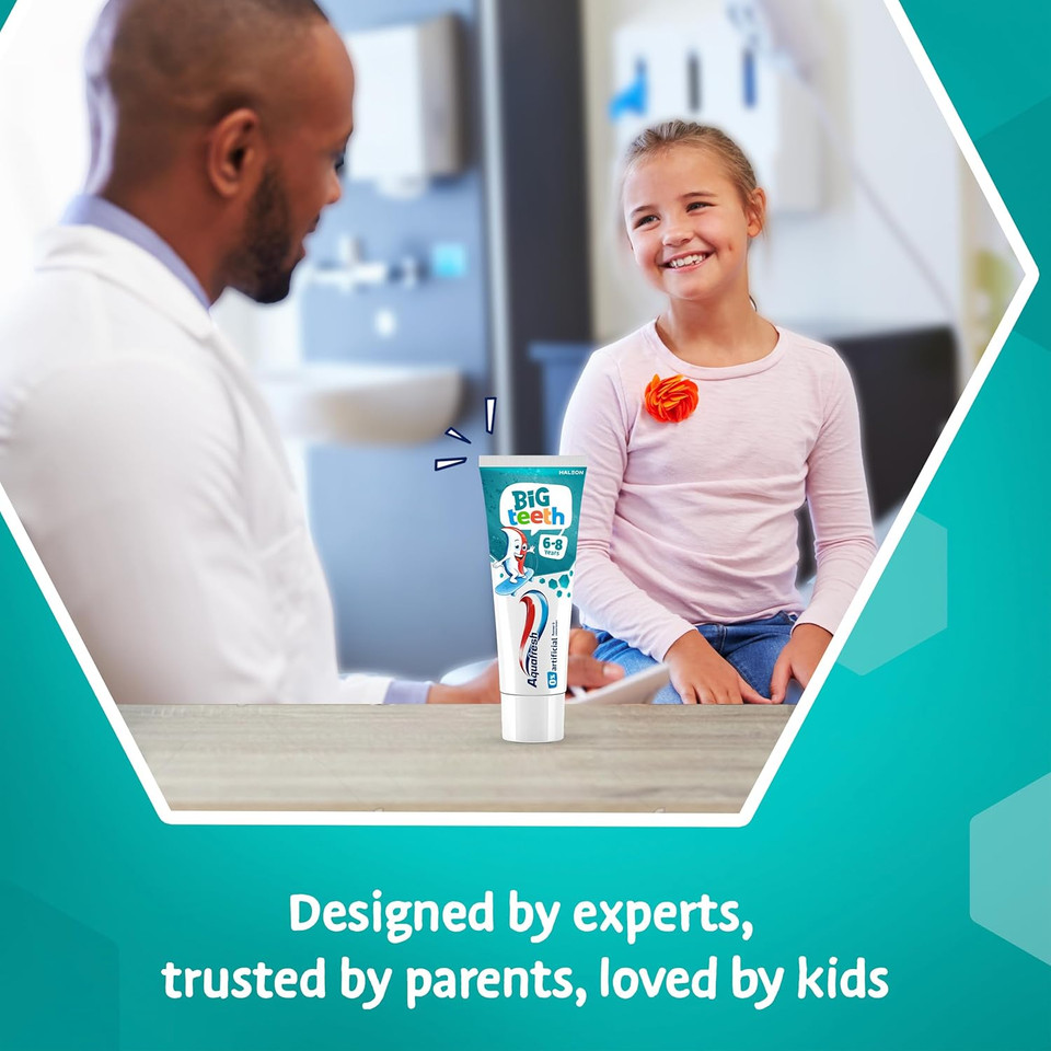 Aquafresh Big Teeth Toothpaste 6-8 years, Kids toothpaste, Lasting Protection for New Permanent Teeth, 75ml