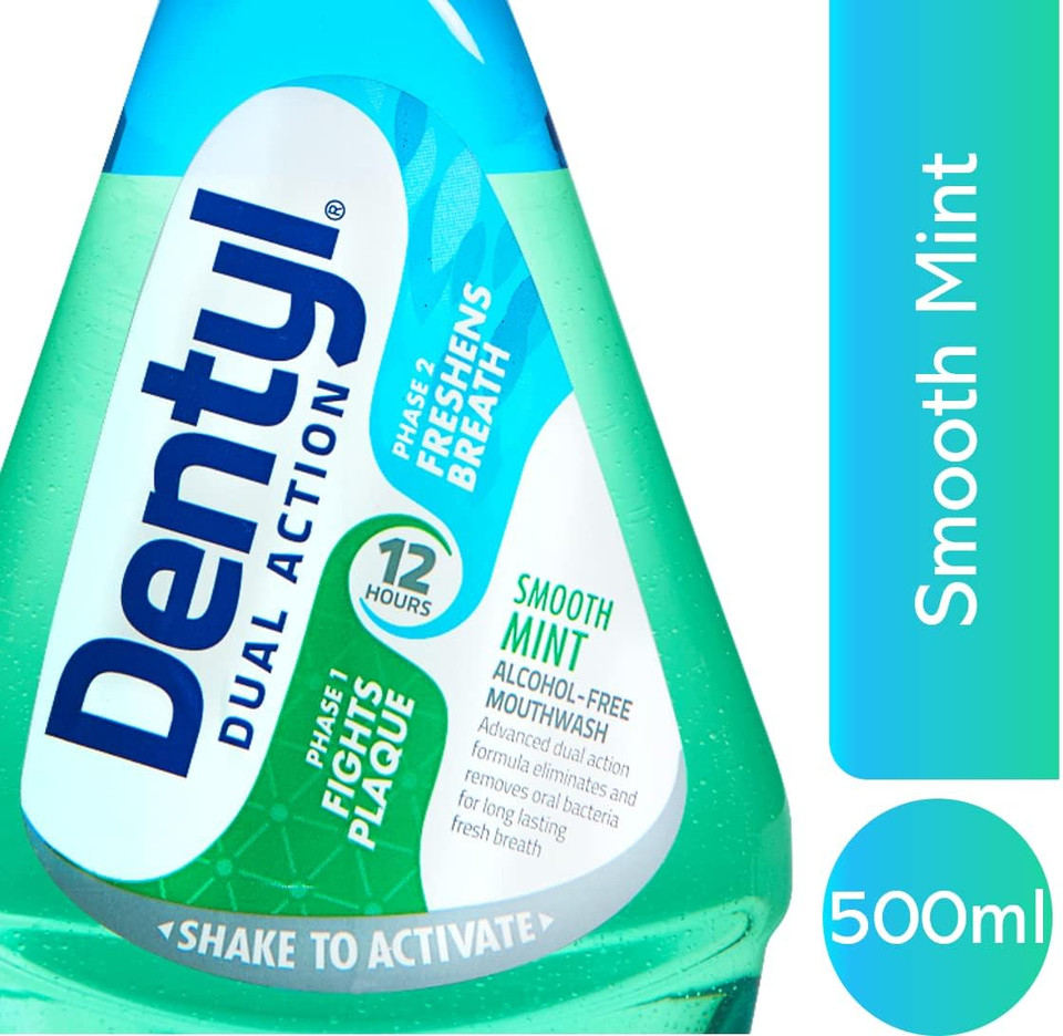 Dentyl Dual Action Smooth Mint Plaque-Reducing CPC Mouthwash, 500ml