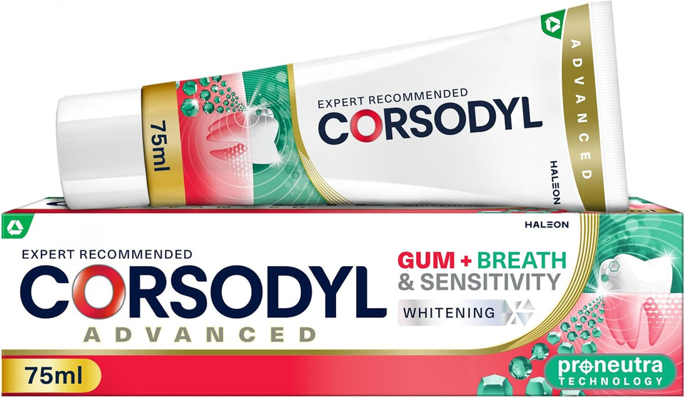 Corsodyl Toothpaste Gum+ Breath & Sensitivity Whitening Toothpaste, 75ml