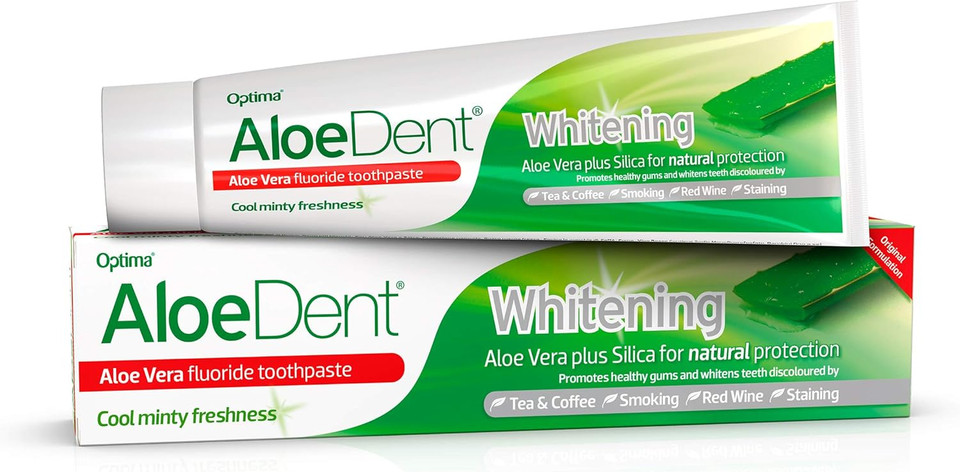 Aloe Dent Whitening Aloe Vera Toothpaste with Fluoride , Natural Action, Vegan, Cruelty Free , SLS Free, Naturally White, Healthy Gums , 100 ml Aloe Dent Whitening Aloe Vera Toothpaste with Fluoride , Natural Action, Vegan, Cruelty Free , SLS Free, Naturally White, Healthy Gums , 100 ml