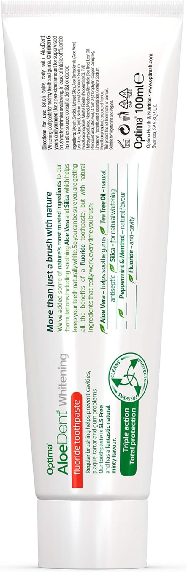 Aloe Dent Whitening Aloe Vera Toothpaste with Fluoride , Natural Action, Vegan, Cruelty Free , SLS Free, Naturally White, Healthy Gums , 100 ml Aloe Dent Whitening Aloe Vera Toothpaste with Fluoride , Natural Action, Vegan, Cruelty Free , SLS Free, Naturally White, Healthy Gums , 100 ml