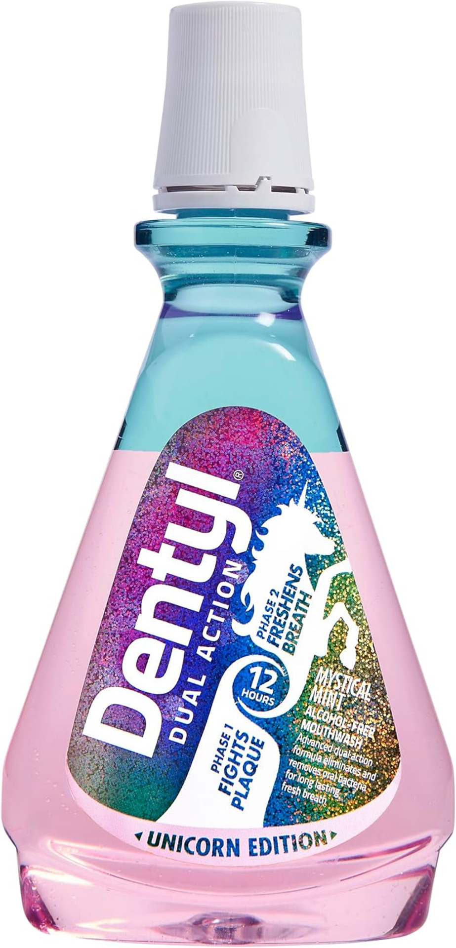 Dentyl Dual Action CPC Mouthwash, 12hrs Fresh Breath & Total Care, Alcohol Free, Unicorn Edition Mystical Mint, 500 ml