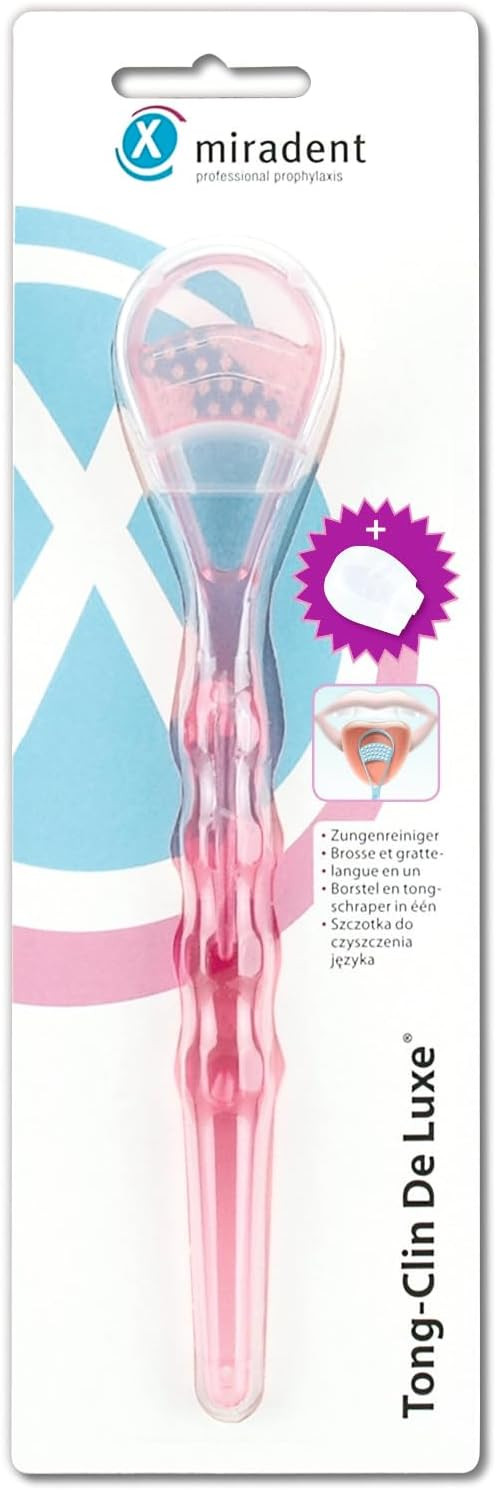 Miradent Tongue Cleaner Pink Luxury Tong-Clin - One Brush