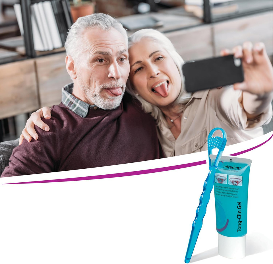 Miradent Tongue Cleaner Tong Clin De Luxe, Blue, Pack of 1