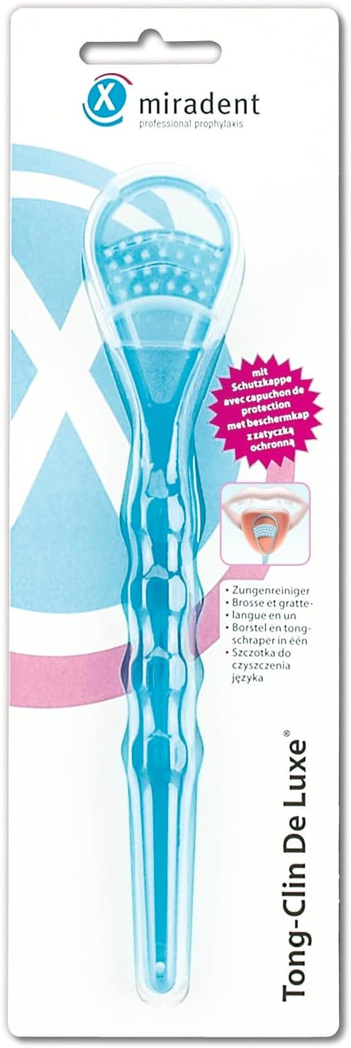 Miradent Tongue Cleaner Tong Clin De Luxe, Blue, Pack of 1