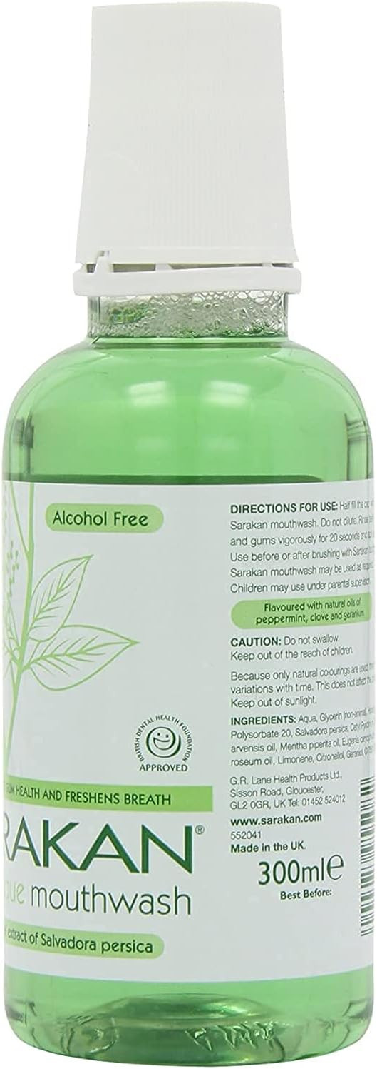 Sarakan Anti-Plaque Mouthwash (300 ml) | Formulated to Reduce Plaque and Tartar | Alcohol Free | Fluoride Free | Vegan (Pack of 1)