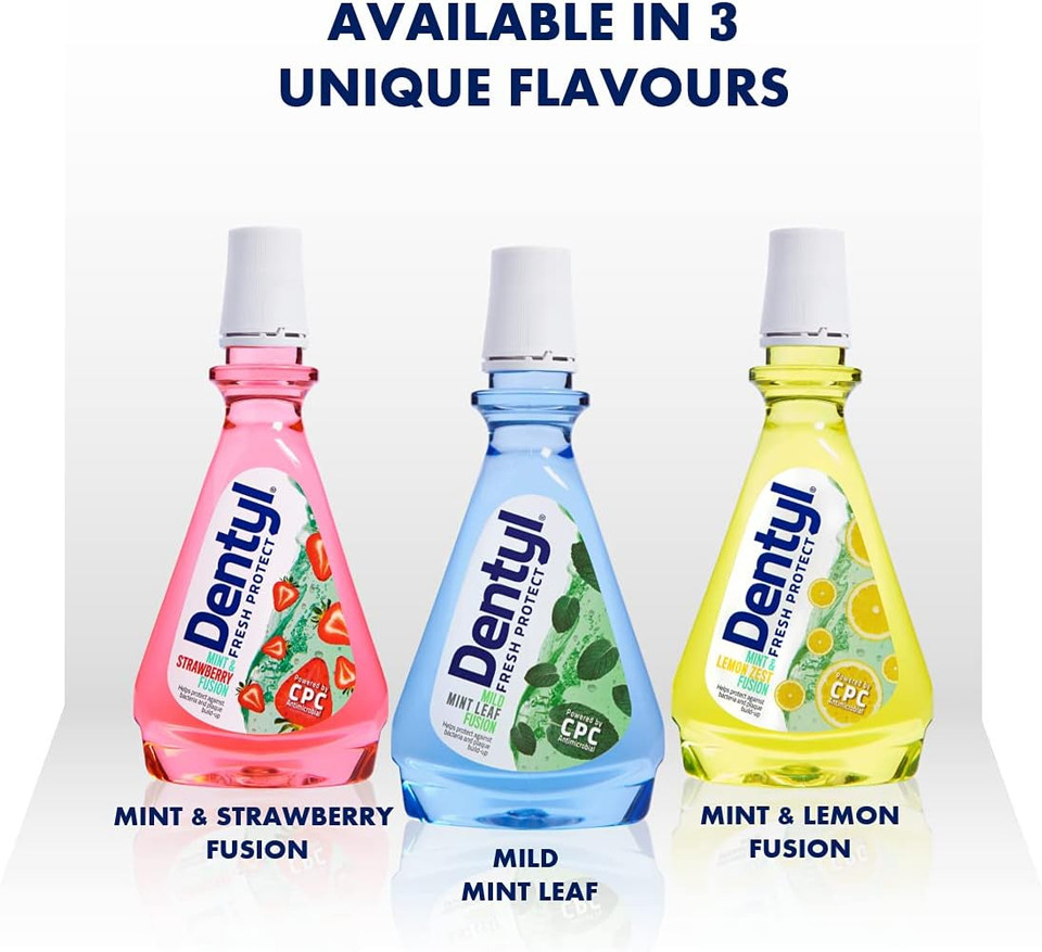 Dentyl Fresh Protect CPC Mouthwash, Alcohol Free Oral Rinse for Adults & Kids 6 Years+, Mint & Lemon Zest, 500 ml