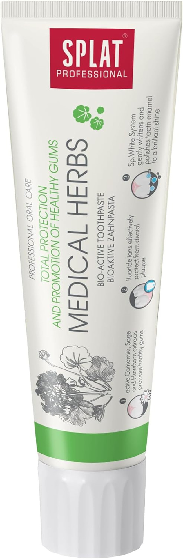 SPLAT®Medical Herbs Toothpaste | Total Protection & Promotion of Healthy Gums | Essential Oils, SLES Free 100g