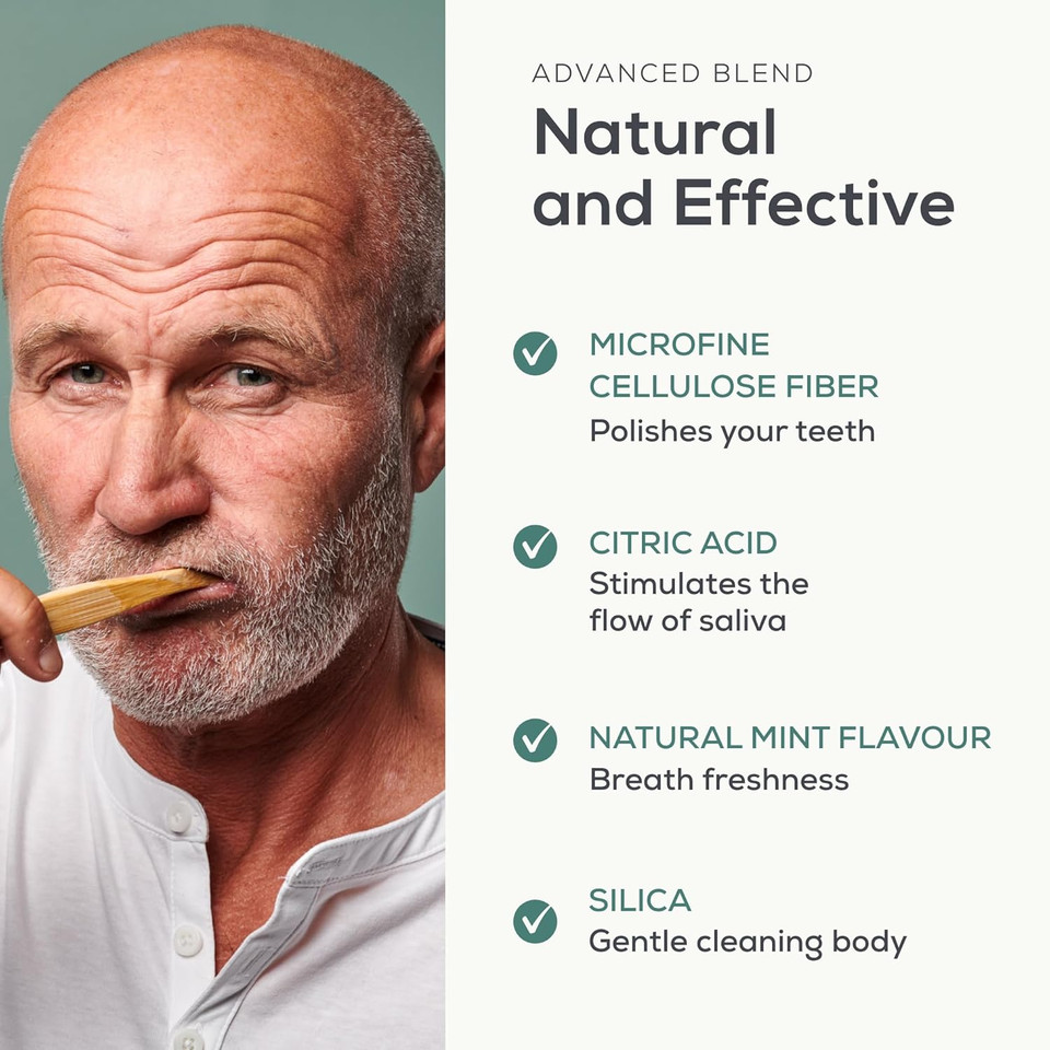 DENTTABS Teeth Cleaning Tablets - Fluoride-Free - Pack of 125 - Toothpaste Alternative - Plaque Removal - Mint Flavour - Vegan Plastic-Free Without Preservatives - Compostable Bag - Clean Effectively