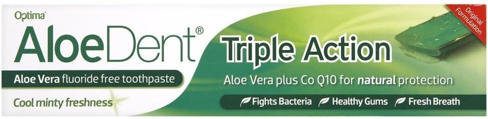 AloeDent Triple Action Aloe Vera Fluoride Free Toothpaste 100ml AloeDent Triple Action Aloe Vera Fluoride Free Toothpaste 100ml