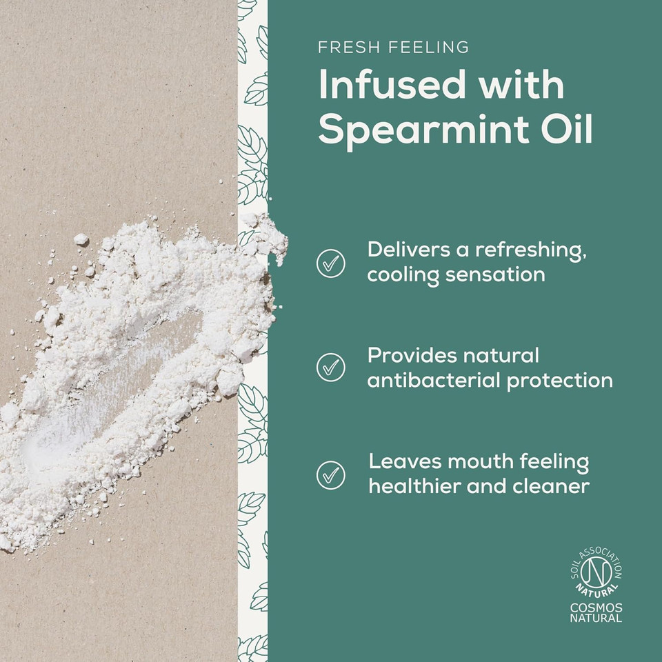 Georganics Whitening Mineral Toothpaste Powder - 60ml - Spearmint - 100% Natural Fluoride Free, SLS Free & Glycerine Free - Stain Removing & Teeth Whitening - Certified Cosmos, Vegan & Cruelty-Free