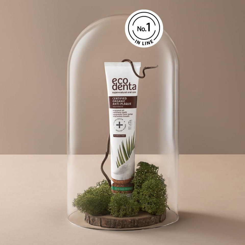 Ecodenta Organic Whitening Toothpaste - Fluoride Free With Coconut Oil, Natural, Vegan - 75 ml