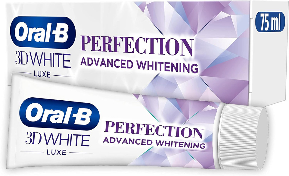 Oral-B 3D White Toothpaste, 75 ml, Luxe Perfection Advanced Whitening, Teeth Whitening & Teeth Stain Removal