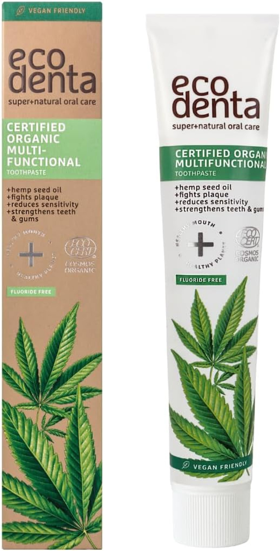 Ecodenta Organic Toothpaste Fluoride Free - Multifunctional Tooth Paste with Matcha Green Tea 75ml