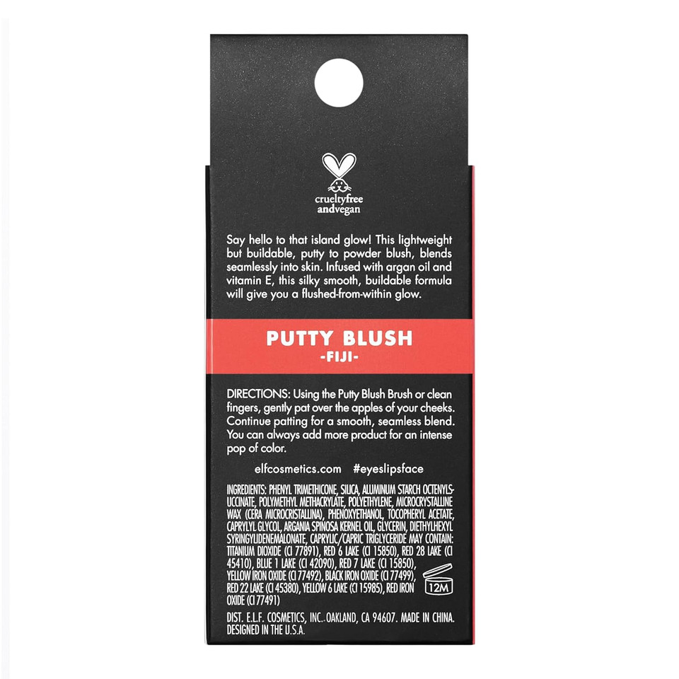 E.L.F. Putty Blush, Creamy & Ultra Pigmented Formula, Infused With Argan Oil & Vitamin E, Fiji, 0.35 Oz (10G)Fiji