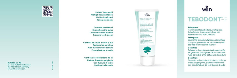 Tebodont-F Toothpaste with Fluoride, for Daily Oral and Dental Care, Prevention of Tooth Decay, Helps Relieve Irritated Gums and Oral mucosa and enhances Plaque Removal, Contains Tea Tree Oil