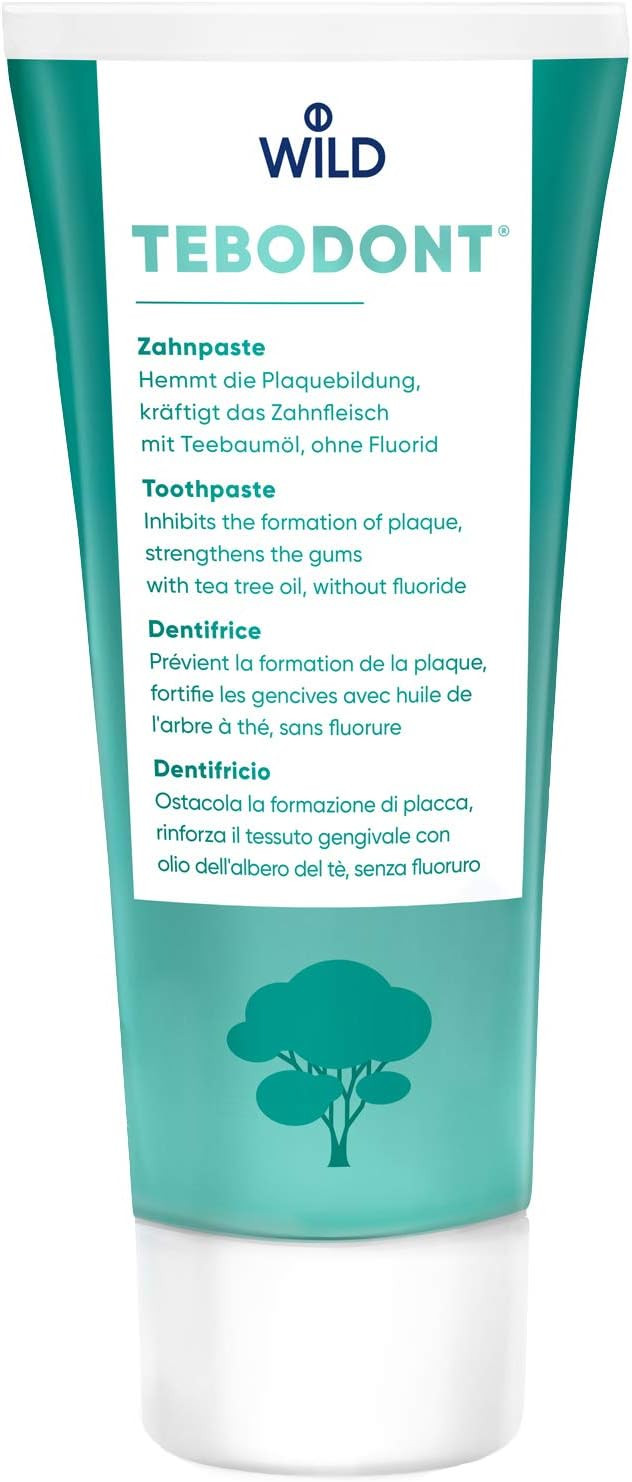 Tebodont Toothpaste Without Fluoride, inhibits The Formation of Plaque, Cares for and Strengthens The Gums, Contains Tea Tree Oil, Without Fluoride