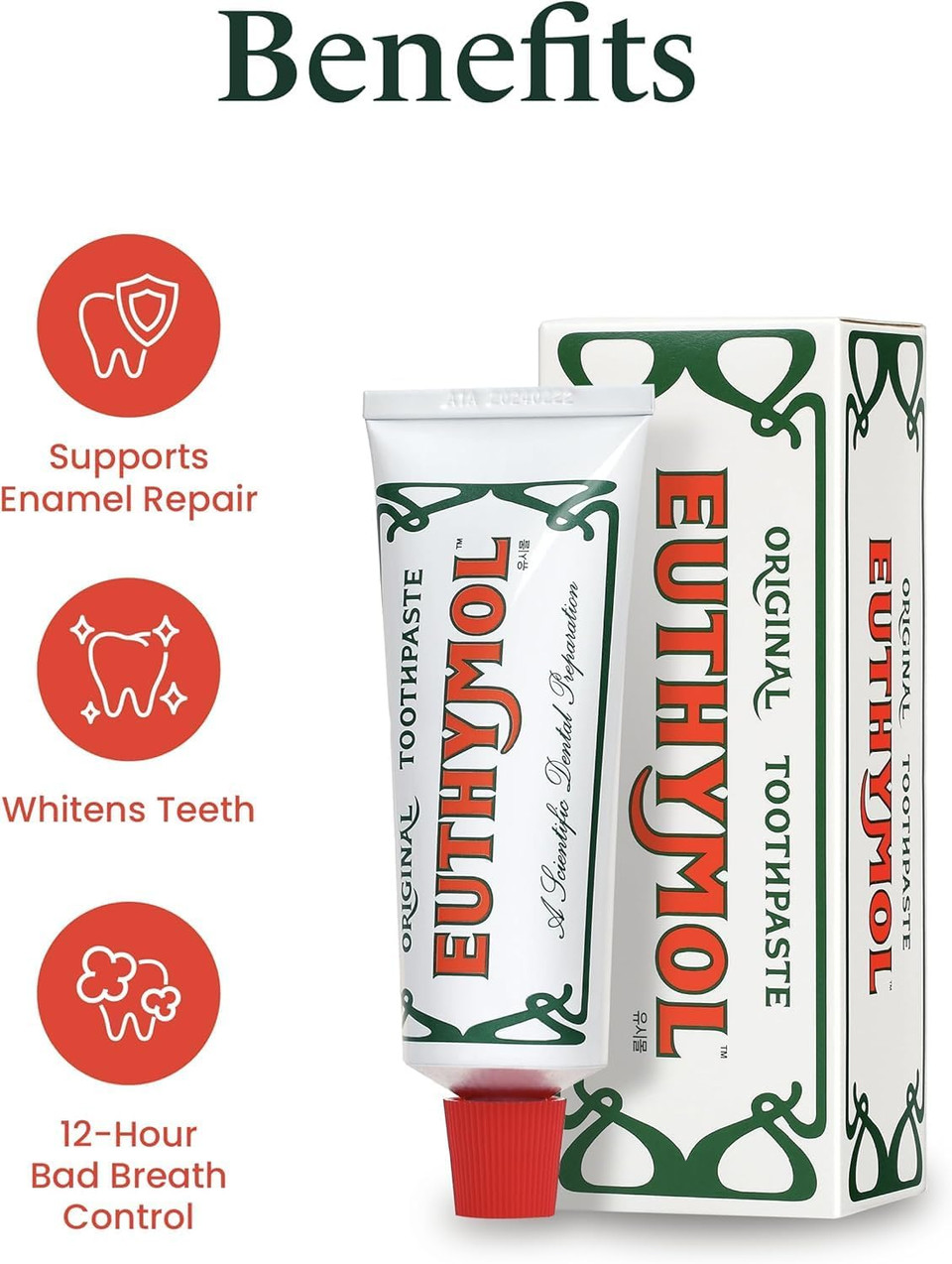 Euthymol Original Toothpaste, 75 ml, Pack of 2 with Colgate Toothbrush