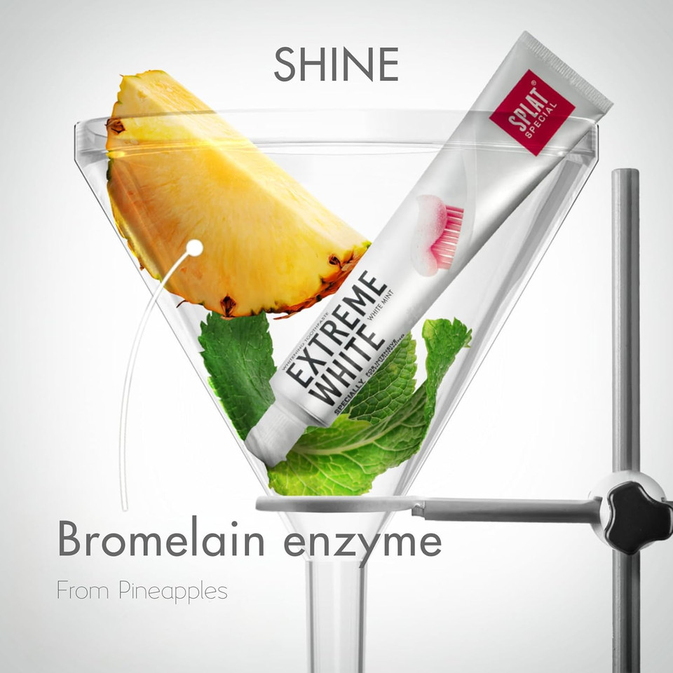 Splat Extreme White Toothpaste, 75ml, Intensive Teeth whitening, Protection Against Cavities, removes Surface Stains. (Pack of 2)