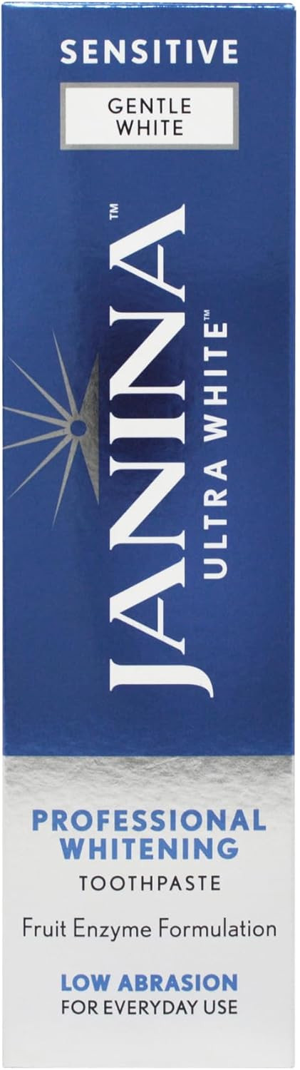 Janina Ultra White 75ml Sensitive Mint Toothpaste, Low Abrasive Formula with Whitening Complex for Teeth Whitening & Relief to Sensitivity, for Everyday Use, Vegan & Cruelty Free