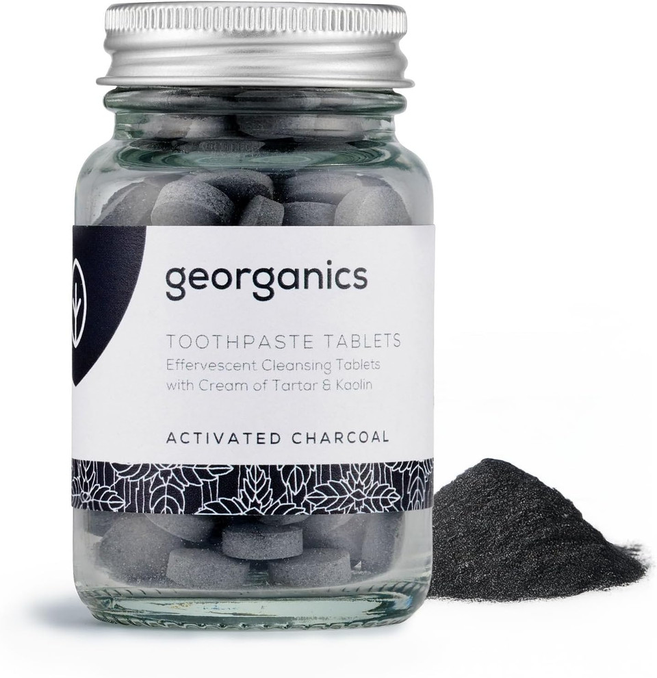 Georganics Organic Mouthwash Tablets - Activated Charcoal Natural Mouthwash for Bad Breath - SLS, Glycerine & Fluoride Free - Certified Cosmos Natural, Vegan and Cruelty Free - 180 Tablets