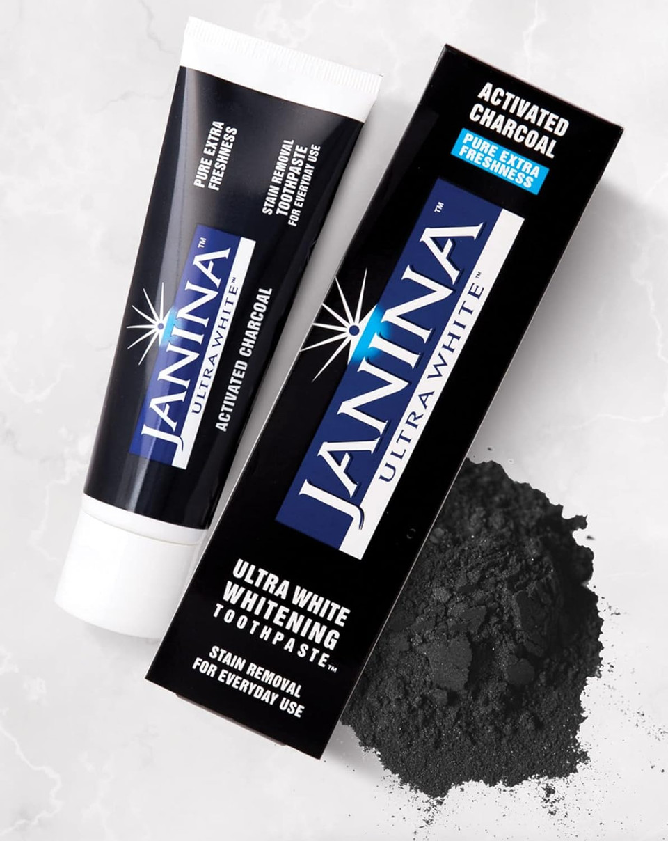 Janina Ultra White Charcoal Whitening Toothpaste (75 ml) - Pure Extra Freshness, Stain Removal for Everyday Use, No Harsh Abrasives