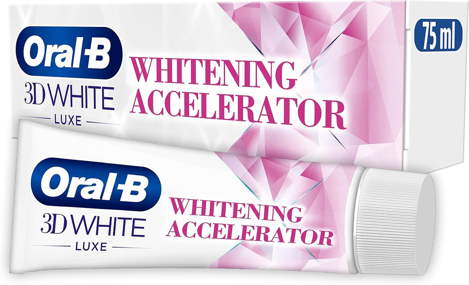 Oral-B 3D White Luxe Whitening Accelerator Toothpaste, 75 ml, Teeth Whitening, Teeth Stain Removal & Enamel Care Treatment