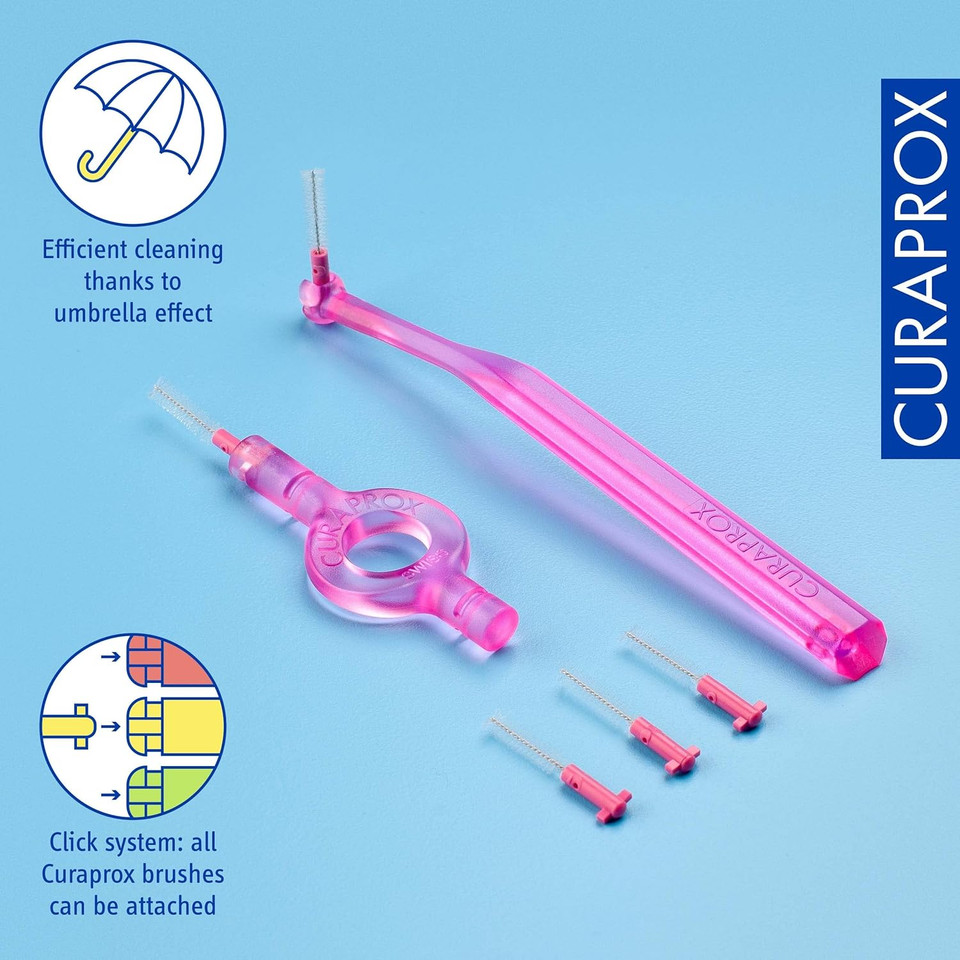 Curaprox Interdentalbürsten-Set CPS 06 Prime Start, Starterset mit 5 Bürsten, 2 Verschiedene Halter, türkis, 0.6 mm durchmesser, 2.2 mm Wirksamkeit