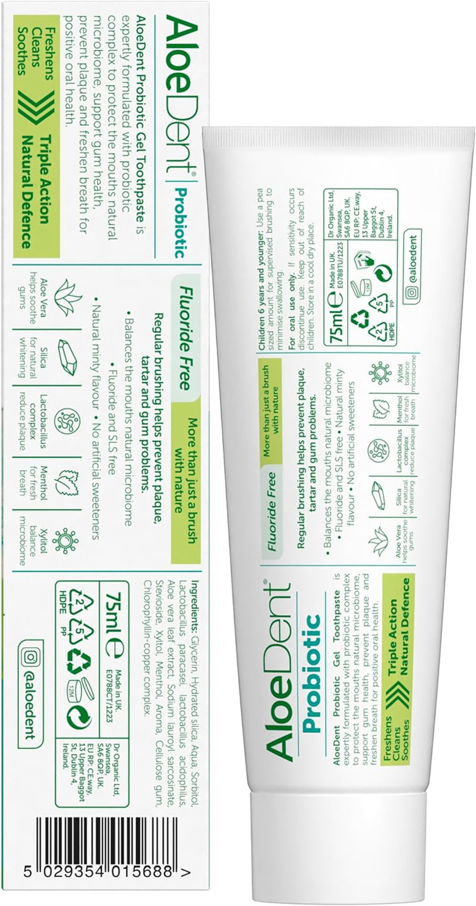 AloeDent Probiotic Toothpaste Fluoride Free - Balance Mouth Microbiome, Natural Oral Probiotic with Aloe Vera & Xylitol, SLS Free, Vegan, 75ml (Pack of 2) AloeDent Probiotic Toothpaste Fluoride Free - Balance Mouth Microbiome, Natural Oral Probiotic with Aloe Vera & Xylitol, SLS Free, Vegan, 75ml (Pack of 2)