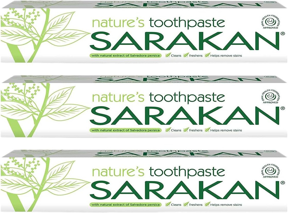 Sarakan Natures Toothpaste (50 ml) | Vegan Toothpaste | Fluoride Free | Suitable for Adults and Children - 3 Pack