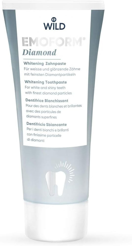Emoform Diamond Toothpaste, 100g - Gently Cleans and Polishes Teeth with Finest Diamond Particles, Whitening, Low Abrasivity, SLS & Peroxide Free