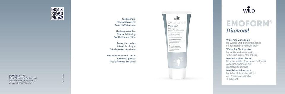 Emoform Diamond Toothpaste, 100g - Gently Cleans and Polishes Teeth with Finest Diamond Particles, Whitening, Low Abrasivity, SLS & Peroxide Free