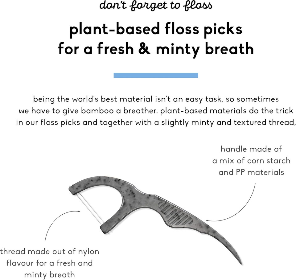 The Humble Co. Plant Based Floss Picks | Fresh Mint | Eco-Friendly, Vegan for Your Everyday Oral Care - Dentist Approved - Removes Plaque and Gives a Fresh Feel (2 x 50p)