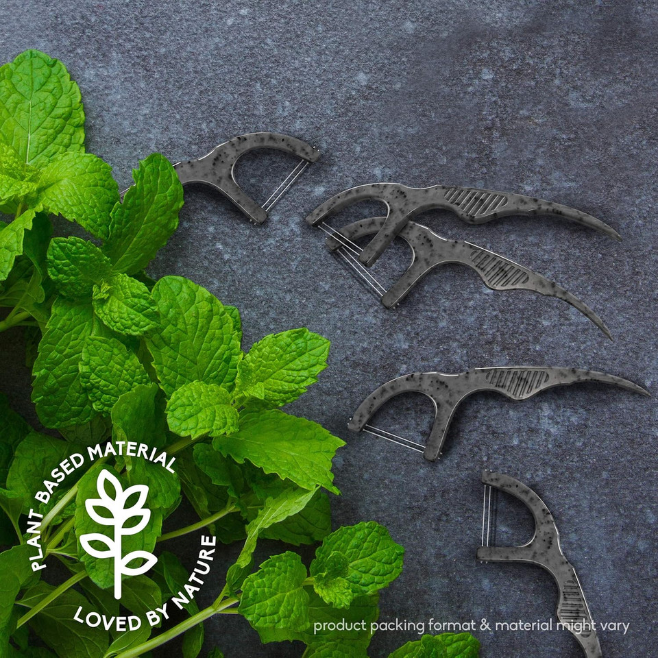 The Humble Co. Plant Based Floss Picks | Fresh Mint | Eco-Friendly, Vegan for Your Everyday Oral Care - Dentist Approved - Removes Plaque and Gives a Fresh Feel (2 x 50p)