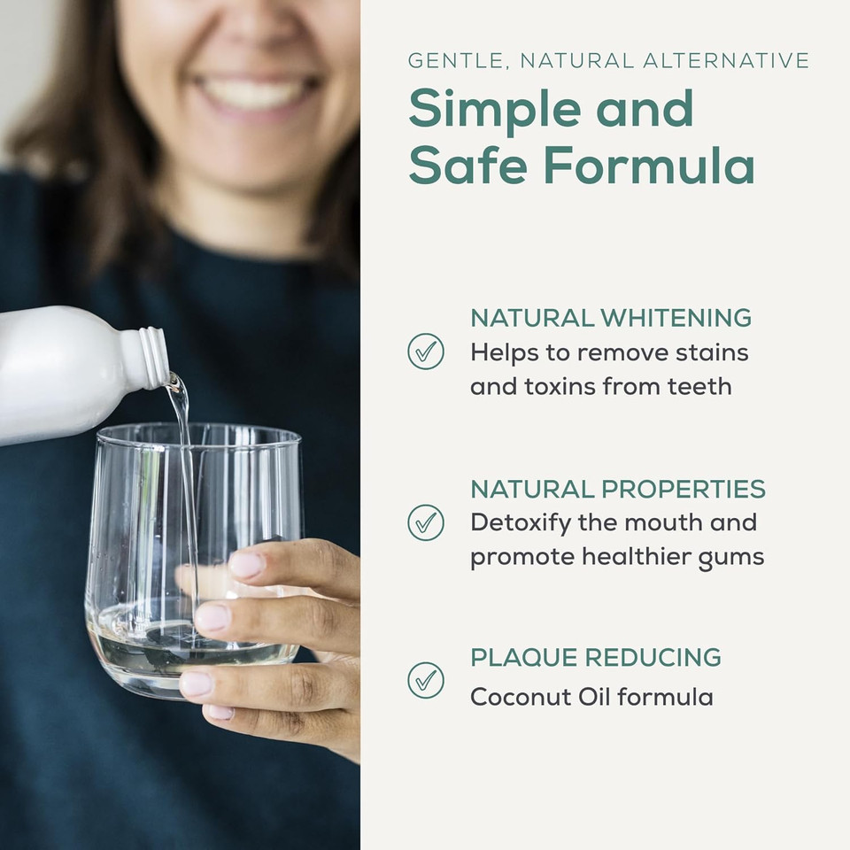Georganics Whitening Oil Pulling Mouthwash - Spearmint - Plaque-Reducing Coconut Oil Blend - 100% Natural Ingredients - SLS, Glycerine & Fluoride Free - Cosmos Organic, Vegan, Cruelty-Free - 275ml