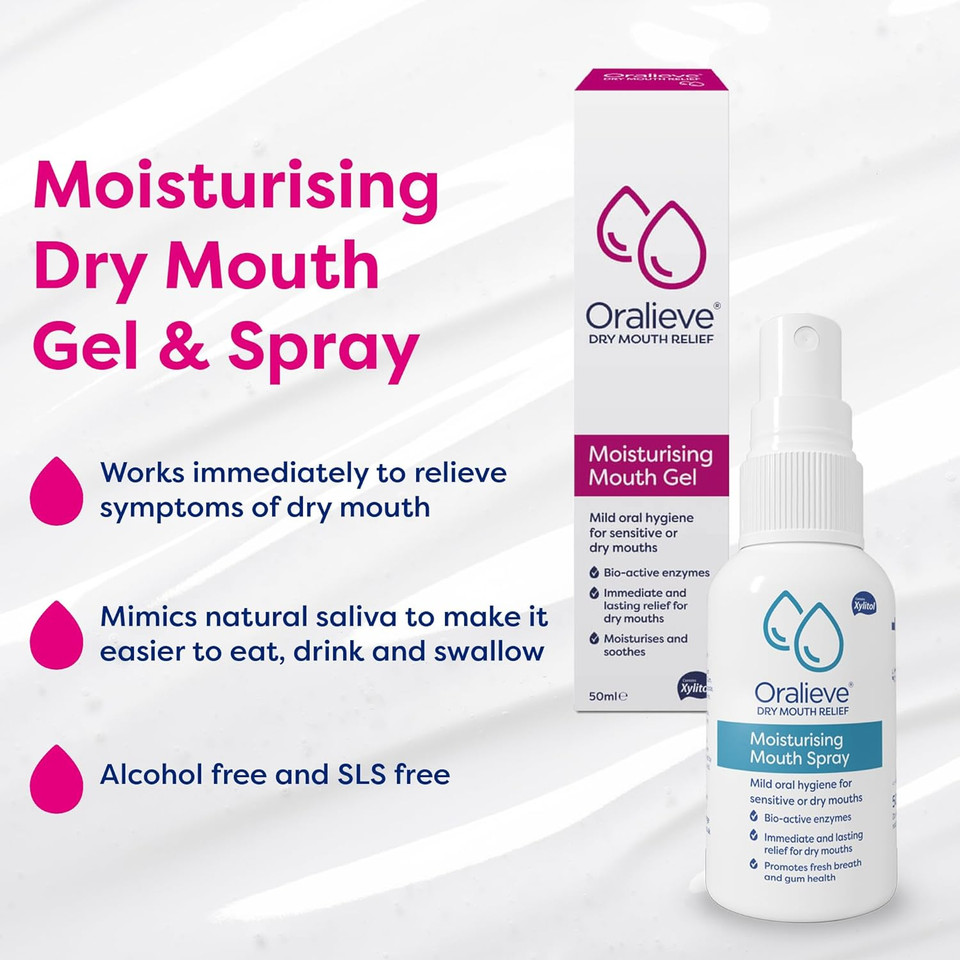 Oralieve Dry Mouth Relief Starter Kit (Includes Moisturising Dry Mouth Gel 50ml, Moisturising Spray 50ml, Ultra Mild Toothpaste 75ml, Alcohol-Free Mouthwash 500ml & Nourishing Lip Care 10ml)