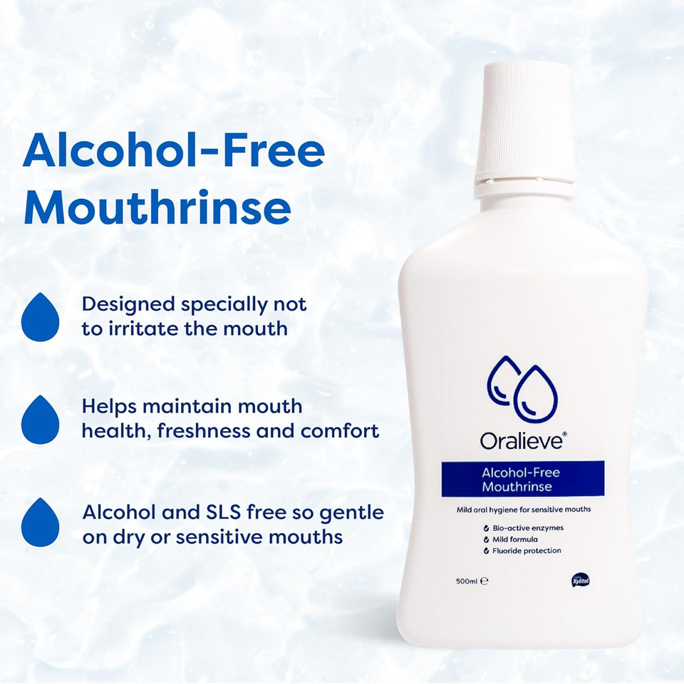 Oralieve Dry Mouth Relief Starter Kit (Includes Moisturising Dry Mouth Gel 50ml, Moisturising Spray 50ml, Ultra Mild Toothpaste 75ml, Alcohol-Free Mouthwash 500ml & Nourishing Lip Care 10ml)
