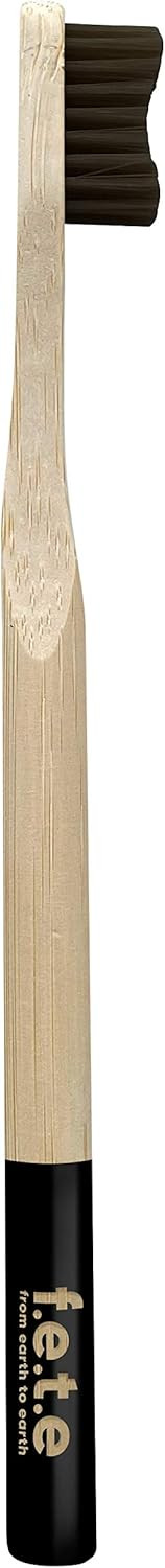 f.e.t.e | Cha-Cha-Charcoal Bamboo Toothbrush | Biodegradable & Compostable Handle | Recyclable Medium Bristles | Sustainable | Vegan