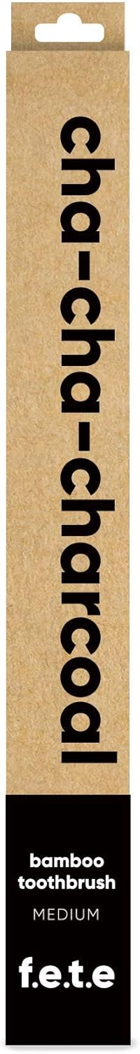 f.e.t.e | Cha-Cha-Charcoal Bamboo Toothbrush | Biodegradable & Compostable Handle | Recyclable Medium Bristles | Sustainable | Vegan