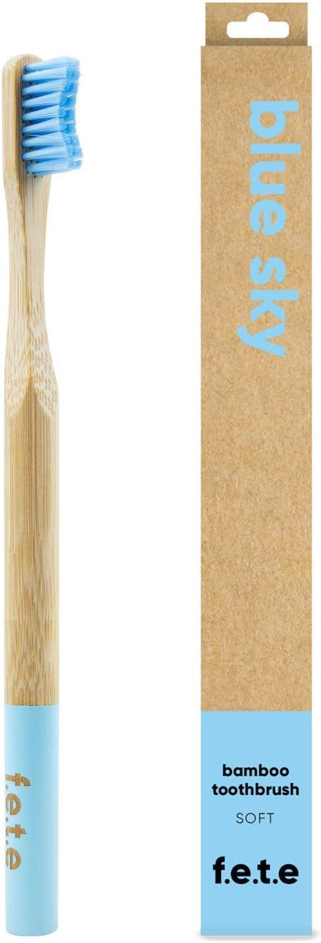 f.e.t.e | Upbeat Blue Bamboo Toothbrush | Biodegradable & Compostable Handle | Recyclable Medium Bristles | Sustainable | Vegan