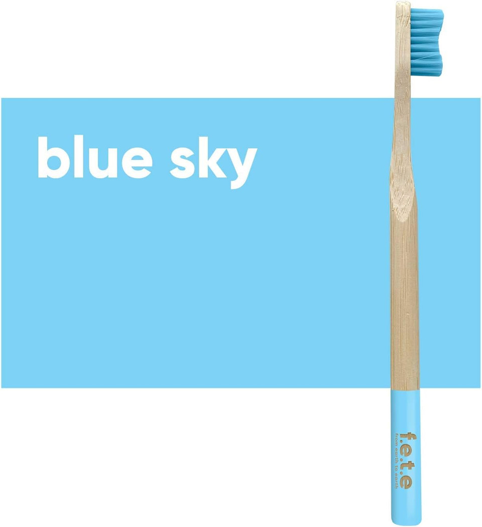 f.e.t.e | Upbeat Blue Bamboo Toothbrush | Biodegradable & Compostable Handle | Recyclable Medium Bristles | Sustainable | Vegan