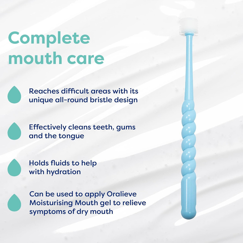 Oralieve Small 360° Tooth and Mouth Brush (Blue), Soft Toothbrush for Sore, Sensitive or Dry Mouths, Childrens 360 Toothbrush with Easy Grip Handle - Genuine Oralieve Round Tooth Brush
