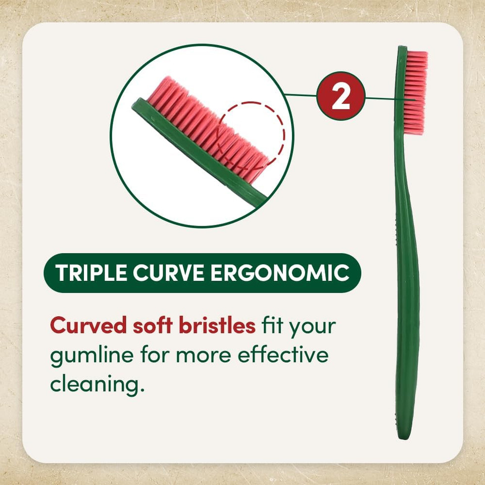 Euthymol Regular Toothbrush, Compact Small Full Head, Soft Bristle, Triple Curve Ergonomic Manual Toothbrushes, Deep Cleaning, Sensitive Gums Teeth, Daily Oral Enamel Dental Care