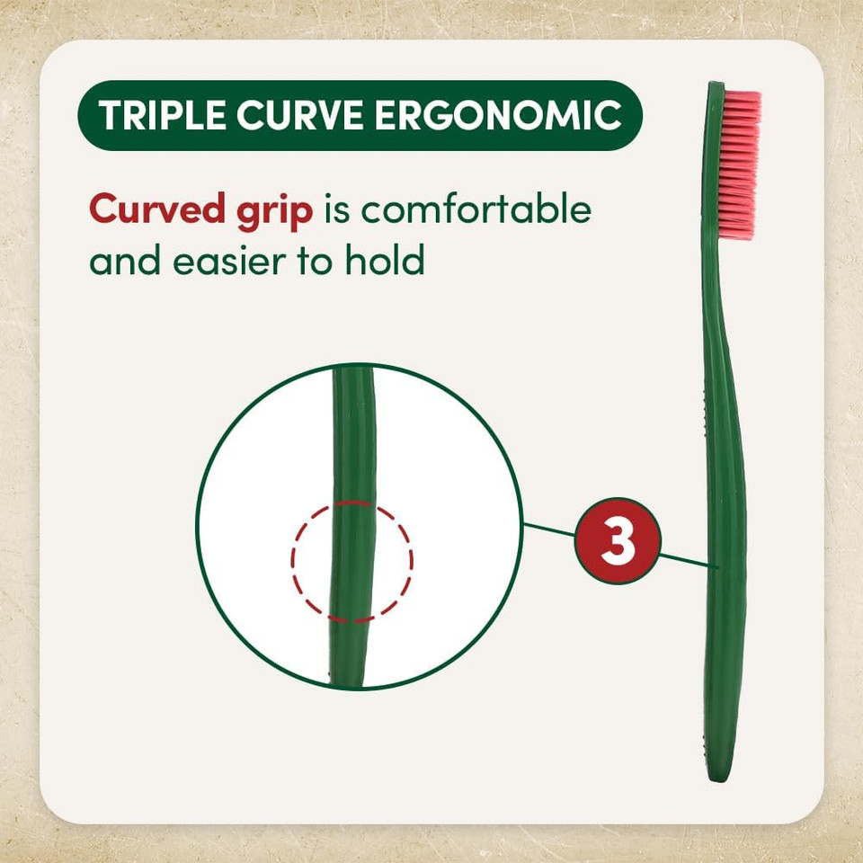 Euthymol Regular Toothbrush, Compact Small Full Head, Soft Bristle, Triple Curve Ergonomic Manual Toothbrushes, Deep Cleaning, Sensitive Gums Teeth, Daily Oral Enamel Dental Care