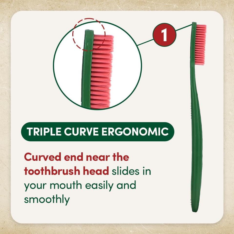 Euthymol Regular Toothbrush, Compact Small Full Head, Soft Bristle, Triple Curve Ergonomic Manual Toothbrushes, Deep Cleaning, Sensitive Gums Teeth, Daily Oral Enamel Dental Care