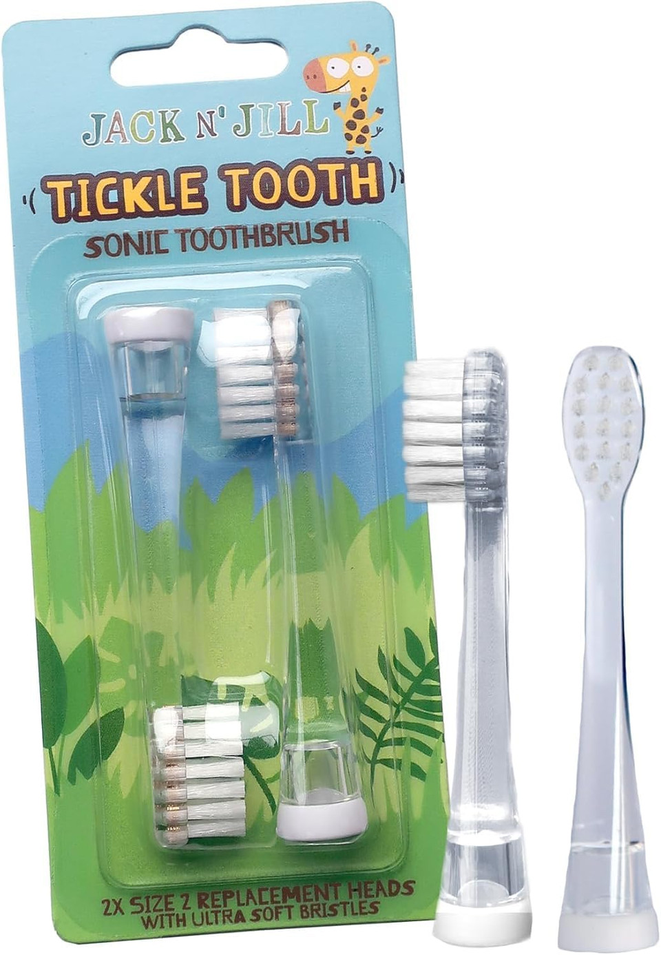 Jack N' Jill Tickle Tooth Sonic Toothbrush Replacement Heads - Extra Soft Bristles for Gentle Cleaning, Easily Attaches to Sonic Electric Toothbrush, Kids Toothbrush Heads, Pack of 2 Jack N' Jill Tickle Tooth Sonic Toothbrush Replacement Heads - Extra Soft Bristles for Gentle Cleaning, Easily Attaches to Sonic Electric Toothbrush, Kids Toothbrush Heads, Pack of 2
