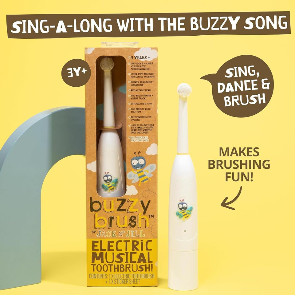 Jack N' Jill Kids Buzzy Brush Replacement Heads - Rotary Design with Soft Vibrations, Only Compatible with Buzzy Brush Electic Musical Toothbrush, Pack of 2 Jack N' Jill Kids Buzzy Brush Replacement Heads - Rotary Design with Soft Vibrations, Only Compatible with Buzzy Brush Electic Musical Toothbrush, Pack of 2