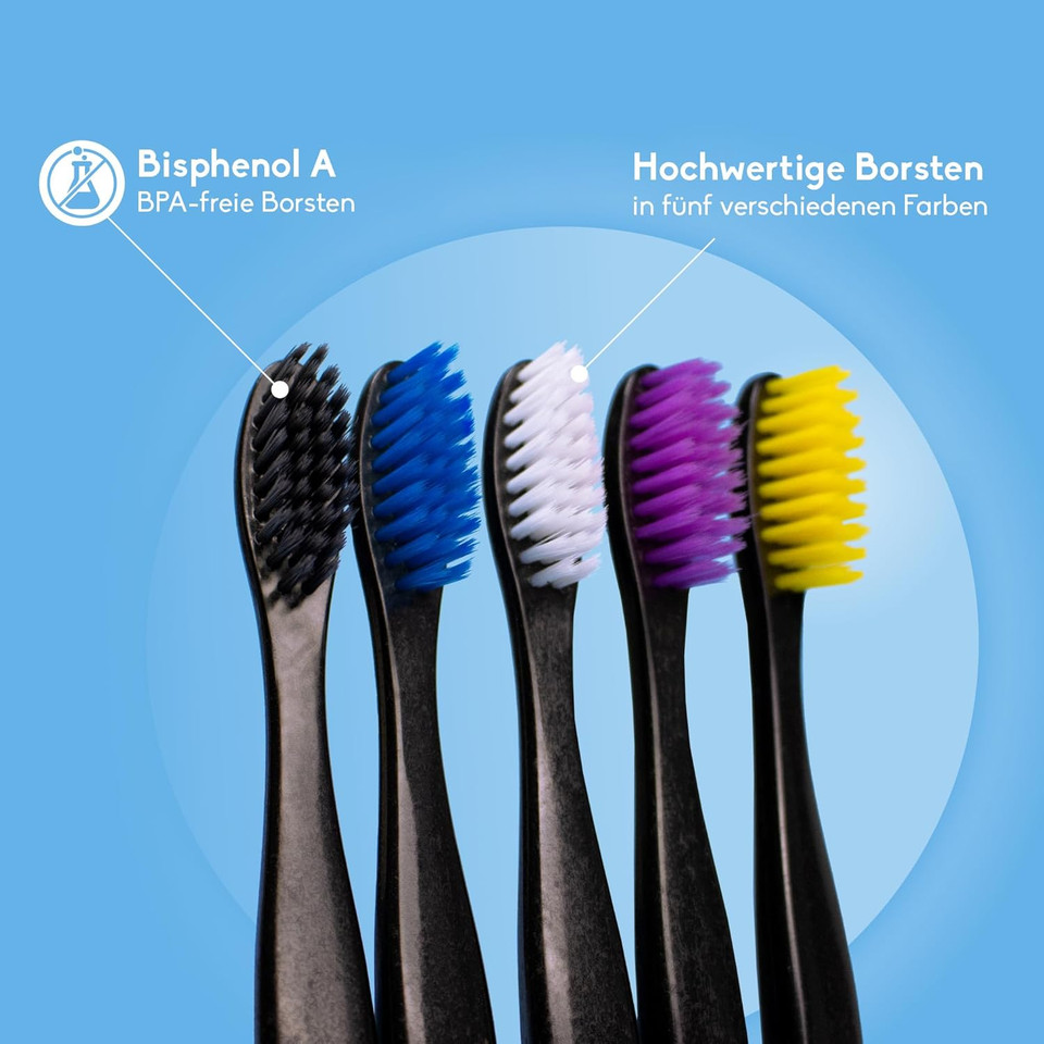 The Humble Co. Plant-Based Toothbrush Family Pack (5-p) | Sensitive Bristles | Biodegradable, Eco-Friendly, Vegan for Your Everyday Oral Care, Dentist Approved