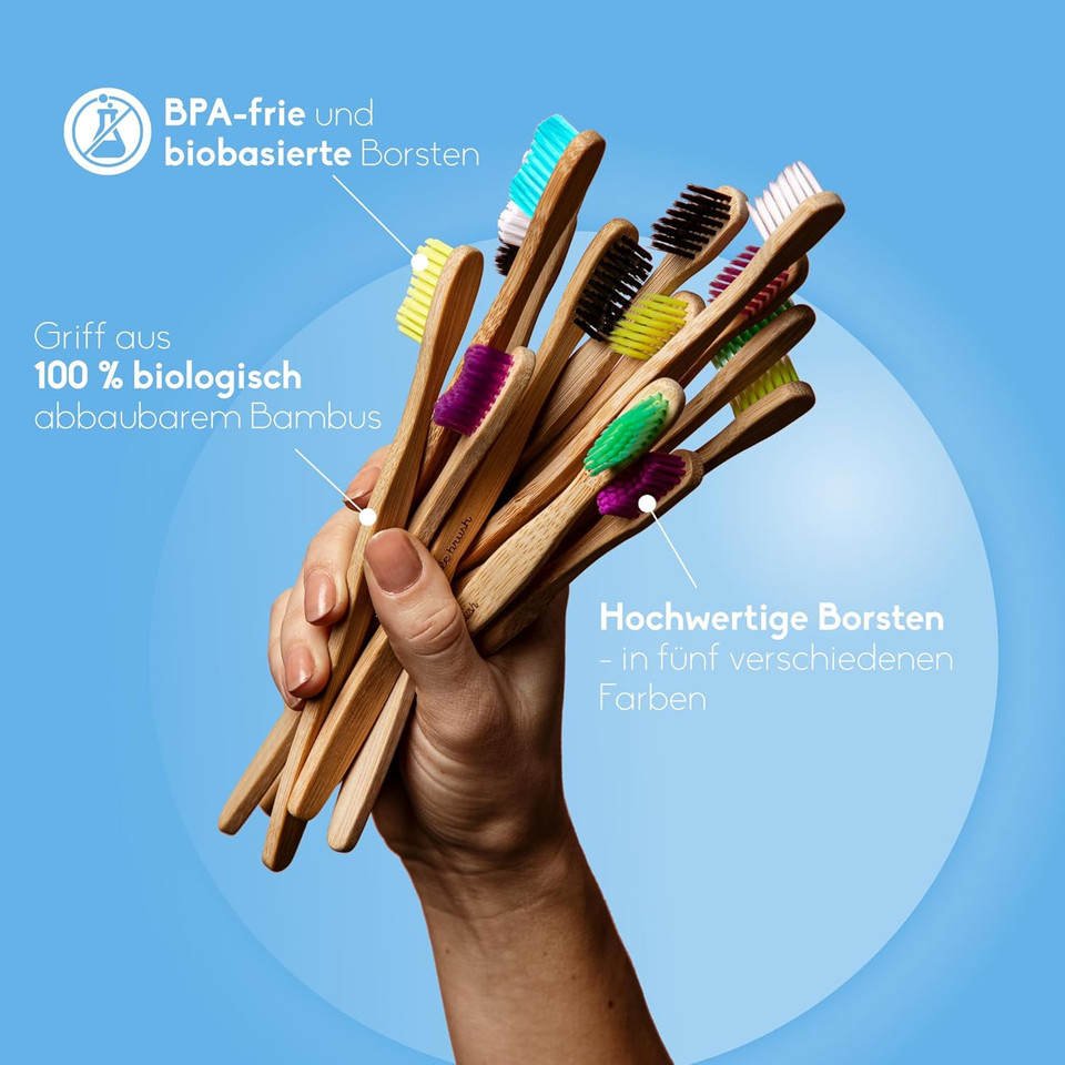 The Humble Co. Bamboo Toothbrush Family Pack (5-p) | Sensitive Bristles | Biodegradable, Eco-Friendly, Vegan for Your Everyday Oral Care, Dentist Approved